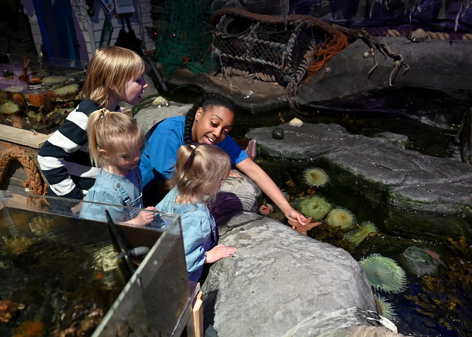 Children at the Rockpool area, SEA LIFE Birmingham