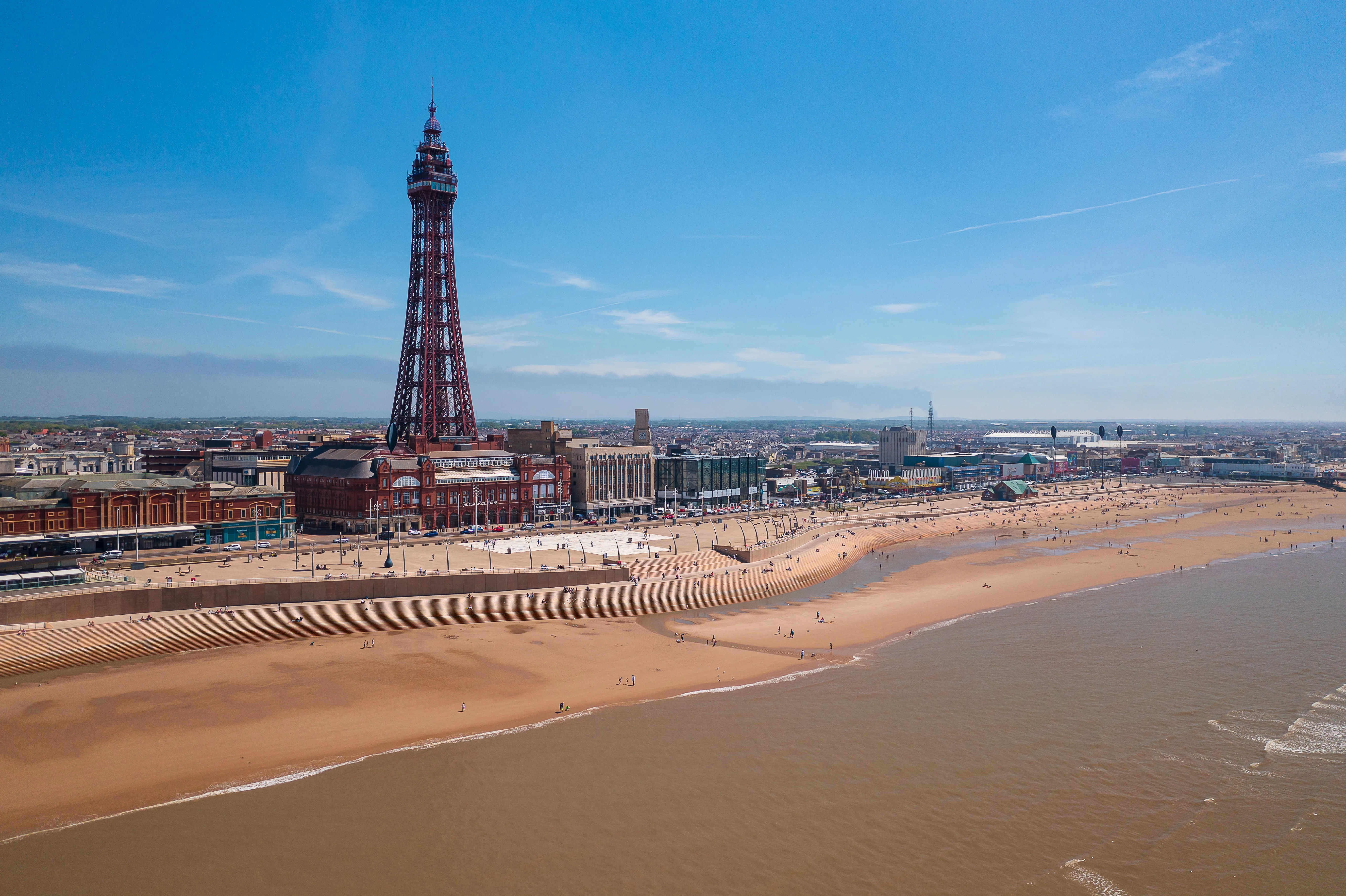 A view of Blackpool Beach and Promenade with The Blackpool Tower pictured in the middle