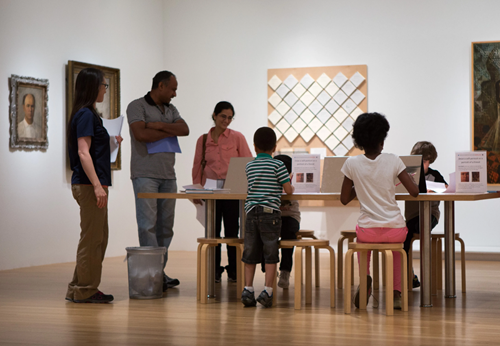 Kids learning to create artworks at Dallas Museum of Art