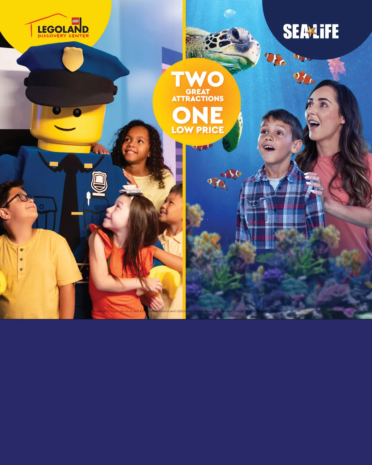 Family visiting LEGOLAND Discovery Center and SEA LIFE Grapevine