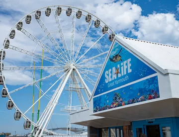 Outdoor view of SEA LIFE Great Yarmouth and the Giant Wheel