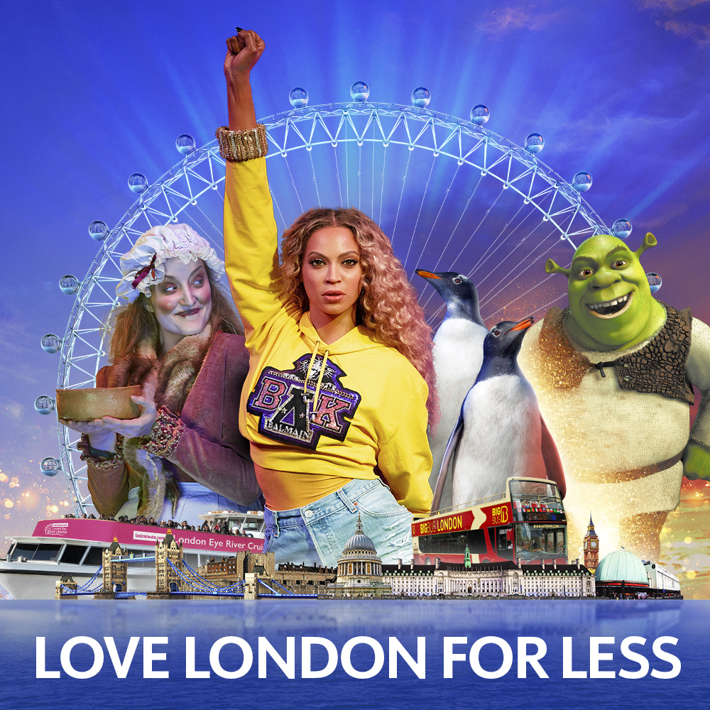 Love London for Less banner with Beyonce