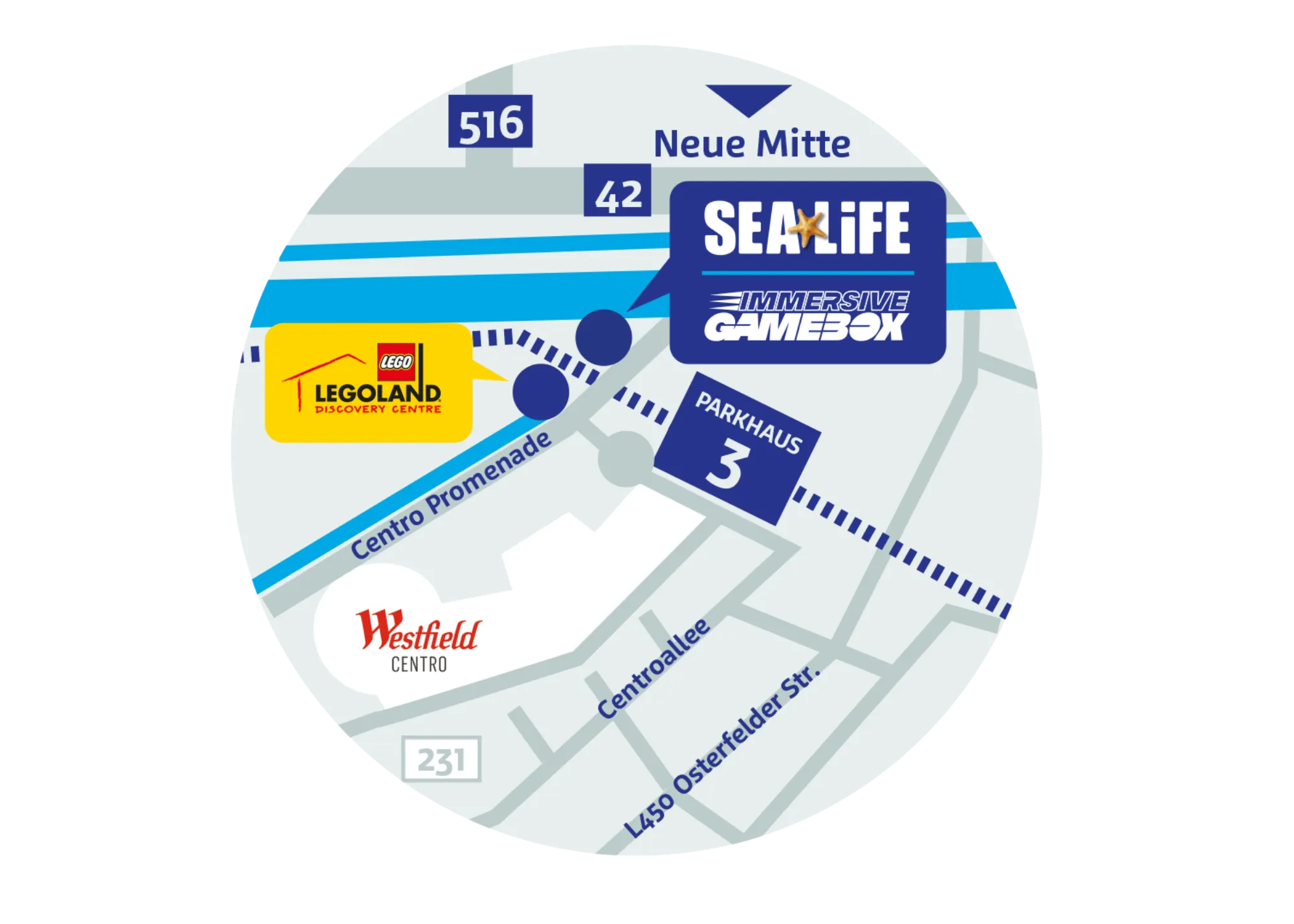 SL OBH Drei Attraktionen Karte