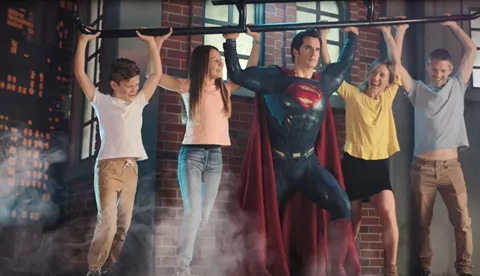 Justice League lifting helicopter at Madame Tussauds Sydney
