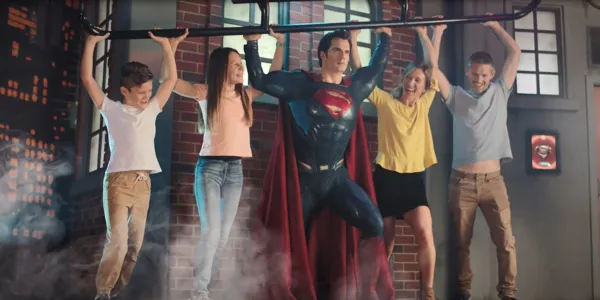 Justice League lifting helicopter at Madame Tussauds Sydney