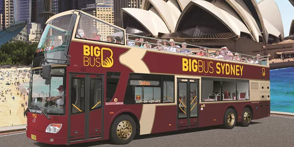 bus infront of sydney skyline