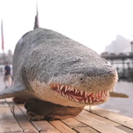 Grey Nurse Shark made from discarded shark nets